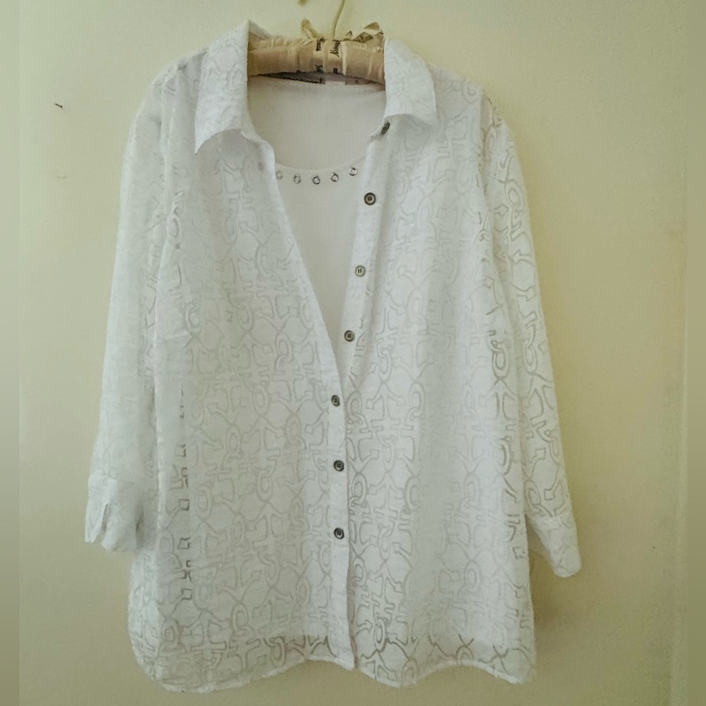 🔴NWOT🔴Two (2) Piece Alfred Dunner Women’s Button Down Blouse & Tank Top, 18W